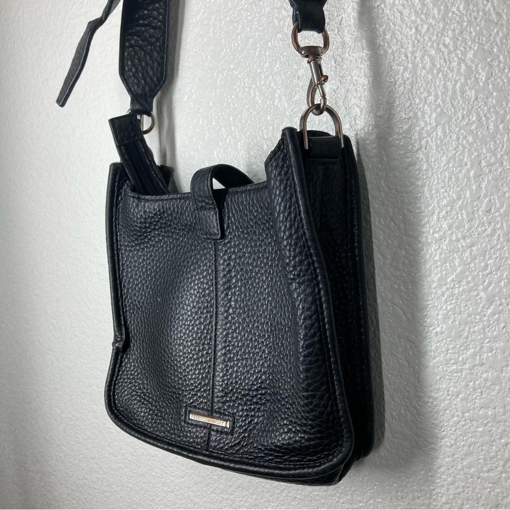 Rebecca Minkoff Pebbled Leather Mini Tote Bag 8x7" Black Minimalist - Picture 7 of 16